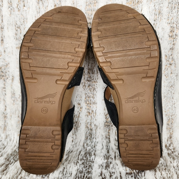 Dansko "Tarin" Leather Strappy Wedge Sandal Black | Women's Size 40 EU 9.5 10 US - Picture 9 of 12